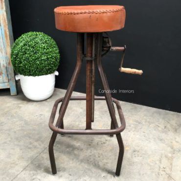 Cruz Adjustable Industrial Stool with Leather Stool