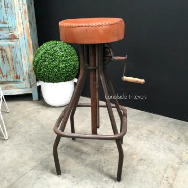 Cruz Adjustable Industrial Stool with Leather Stool