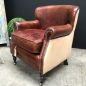 Doctus Aged Leather/Linen Armchair