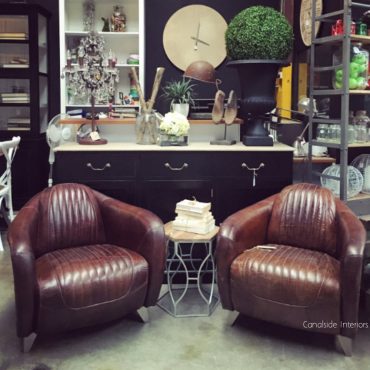 Corvette Aged Leather & Aluminium Armchair