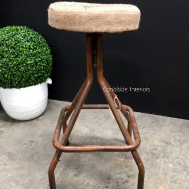 Sarah Industrial Stool with Hessian Seat