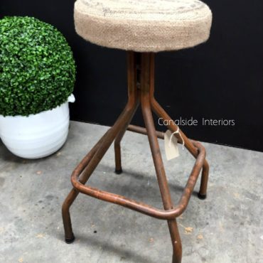 Sarah Industrial Stool with Hessian Seat
