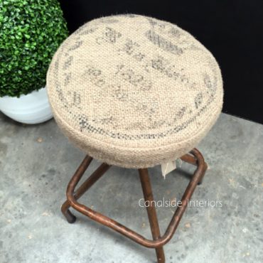 Sarah Industrial Stool with Hessian Seat
