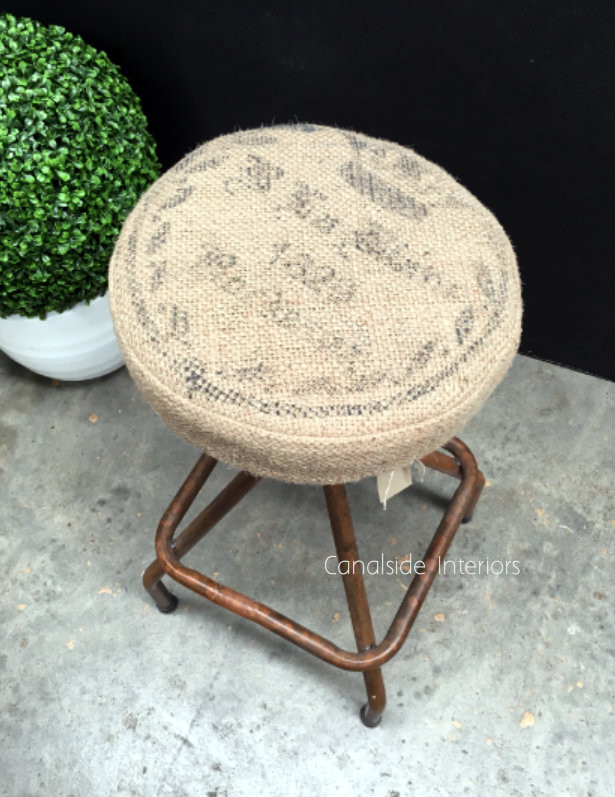 Sarah Industrial Stool with Hessian Seat