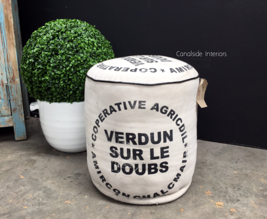 Zoe Cream Ottoman - Verdun Print