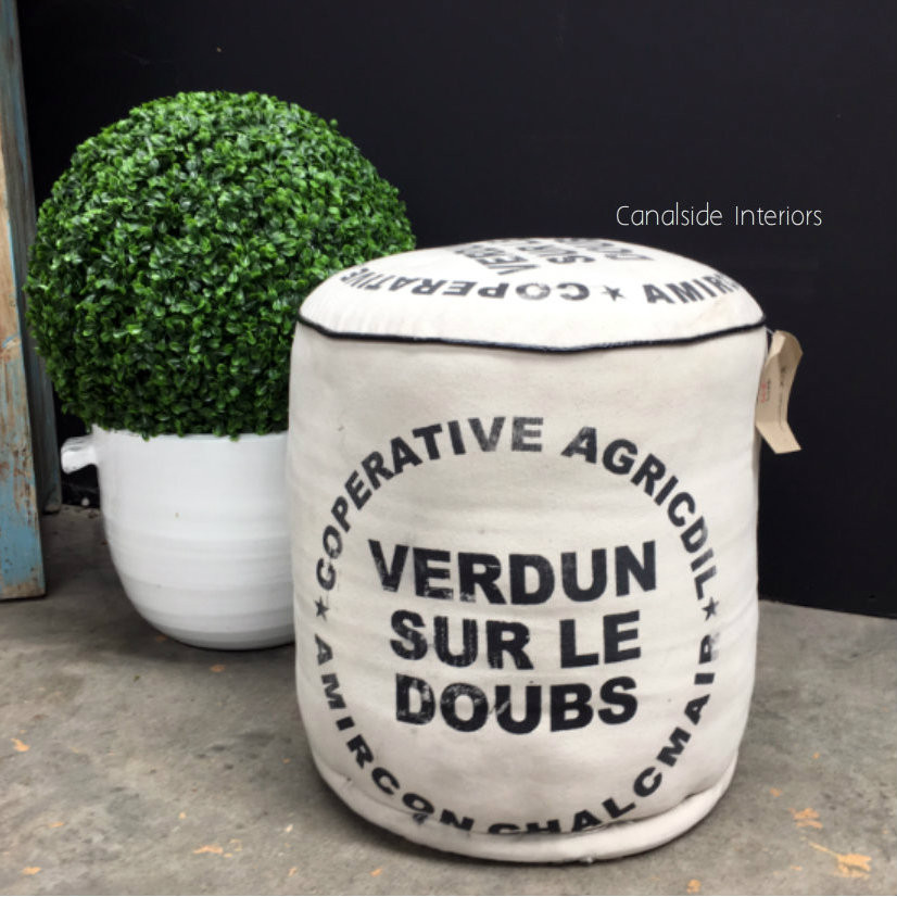 Zoe Cream Ottoman - Verdun Print