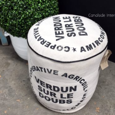 Zoe Cream Ottoman - Verdun Print