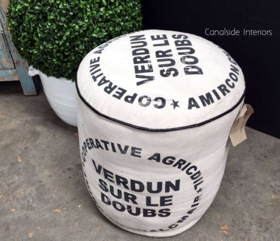 Zoe Cream Ottoman - Verdun Print