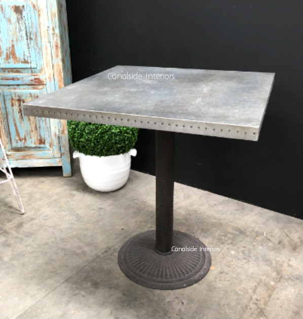 Cafe Table Top - Metal Style with exposed rivets - 70cm Square