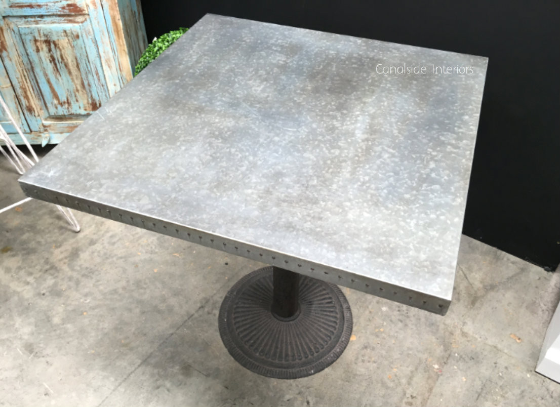 Cafe Table Top - Metal Style with exposed rivets - 70cm Square