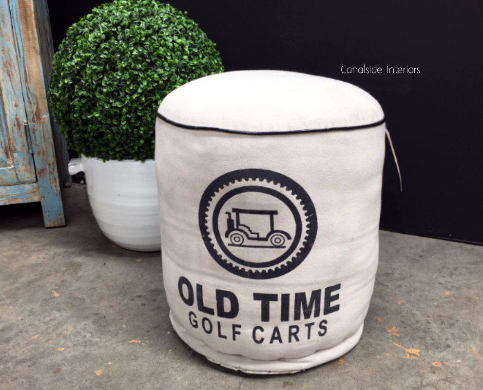 Zoe Cream Ottoman - Old Time Print