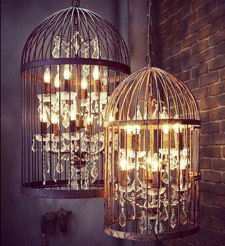 Vintage Birdcage Industrial Chandelier 
Image via www.pinterest.com/canalsideint contact us for details