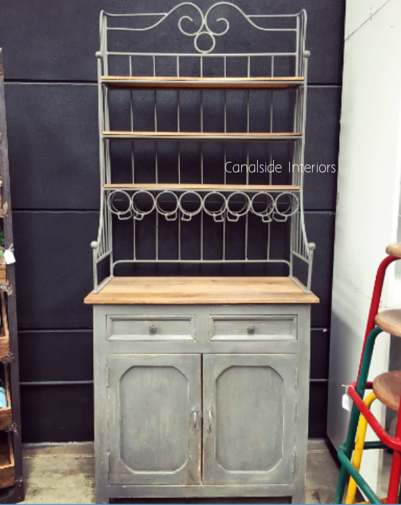 Market Hill French Country Rustic Sideboard / Cupboard with Metal Hutch