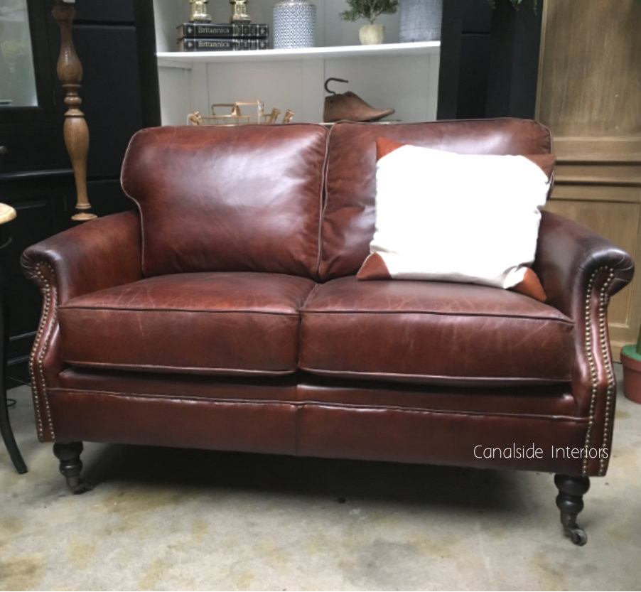 Newport Aged Leather 2-Seater Lounge
