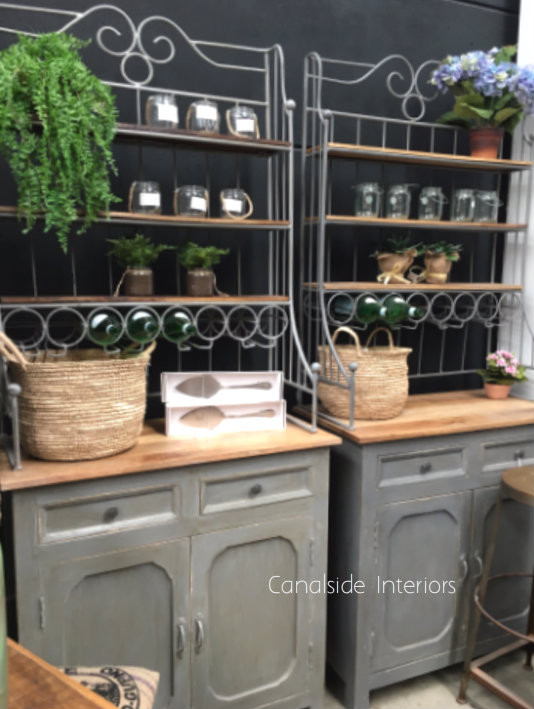 Market Hill French Country Rustic Sideboard / Cupboard with Metal Hutch