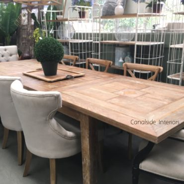 Florence Rustic Top Marble Inlay Double Extension Dining Table