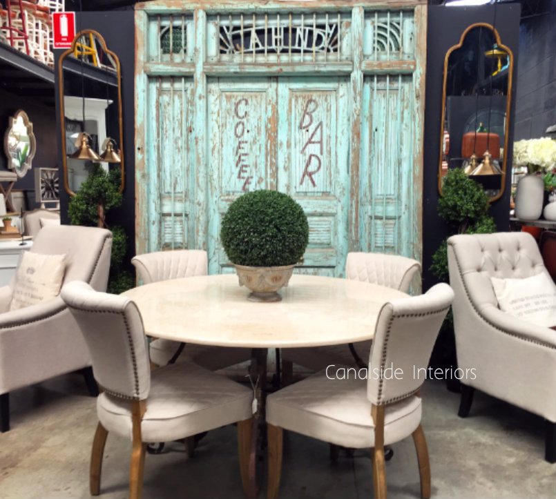 Santiago Round Dining Table with Marble Top