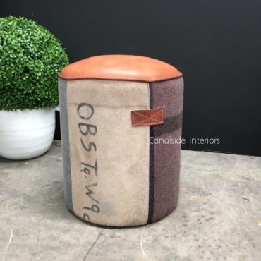 Deputy Aged Leather Ottoman / Stool