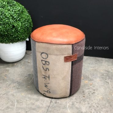 Deputy Aged Leather Ottoman / Stool