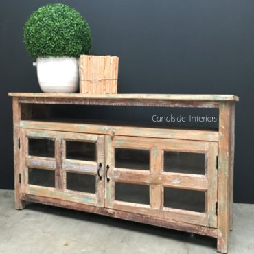Adrift Rustic Coastal TV Unit/Sideboard with Glass Doors