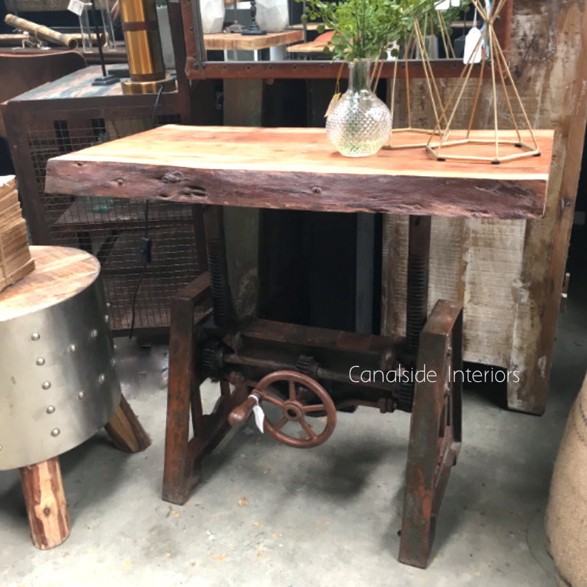 Crank Adjustable Industrial Coffee Table