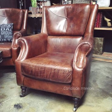 Eton Aged Leather Wingback Chair