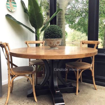 Artisan Parquetry Top Round Dining Table
