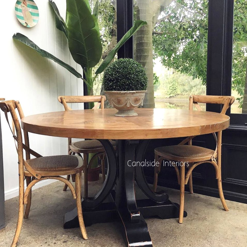 Artisan Parquetry Top Round Dining Table