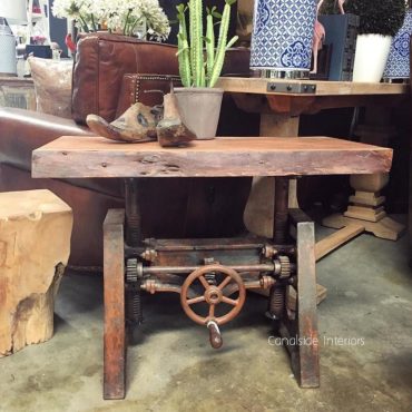 Crank Adjustable Industrial Coffee Table