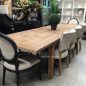 Florence Rustic Top Marble Inlay Double Extension Dining Table