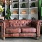 Pasadena Chesterfield 2-Seater Aged Leather Sofa