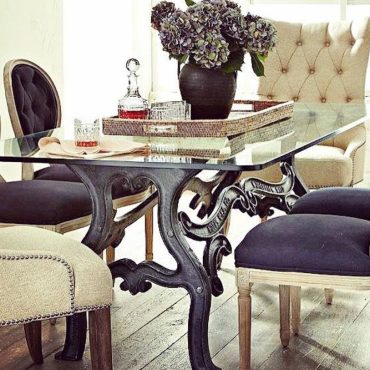 Hobbs Industrial Dining Table with Glass Top
Via Pinterest