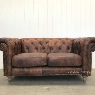 Pasadena Chesterfield 2-Seater Aged Leather Sofa