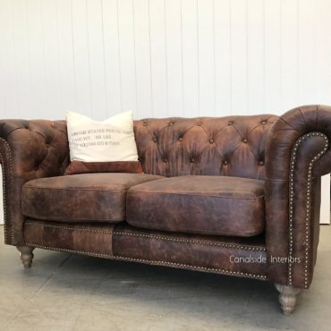 Pasadena Chesterfield 2-Seater Aged Leather Sofa