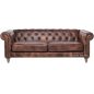 Pasadena Chesterfield 3-Seater Aged Leather Sofa