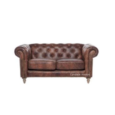 Pasadena Chesterfield 2-Seater Aged Leather Sofa