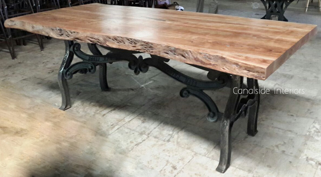 Hobbs Industrial Dining Table with Natural Wood Top