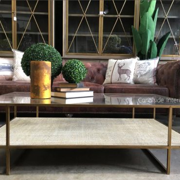 Wickford Glass & Rattan Coffee Table