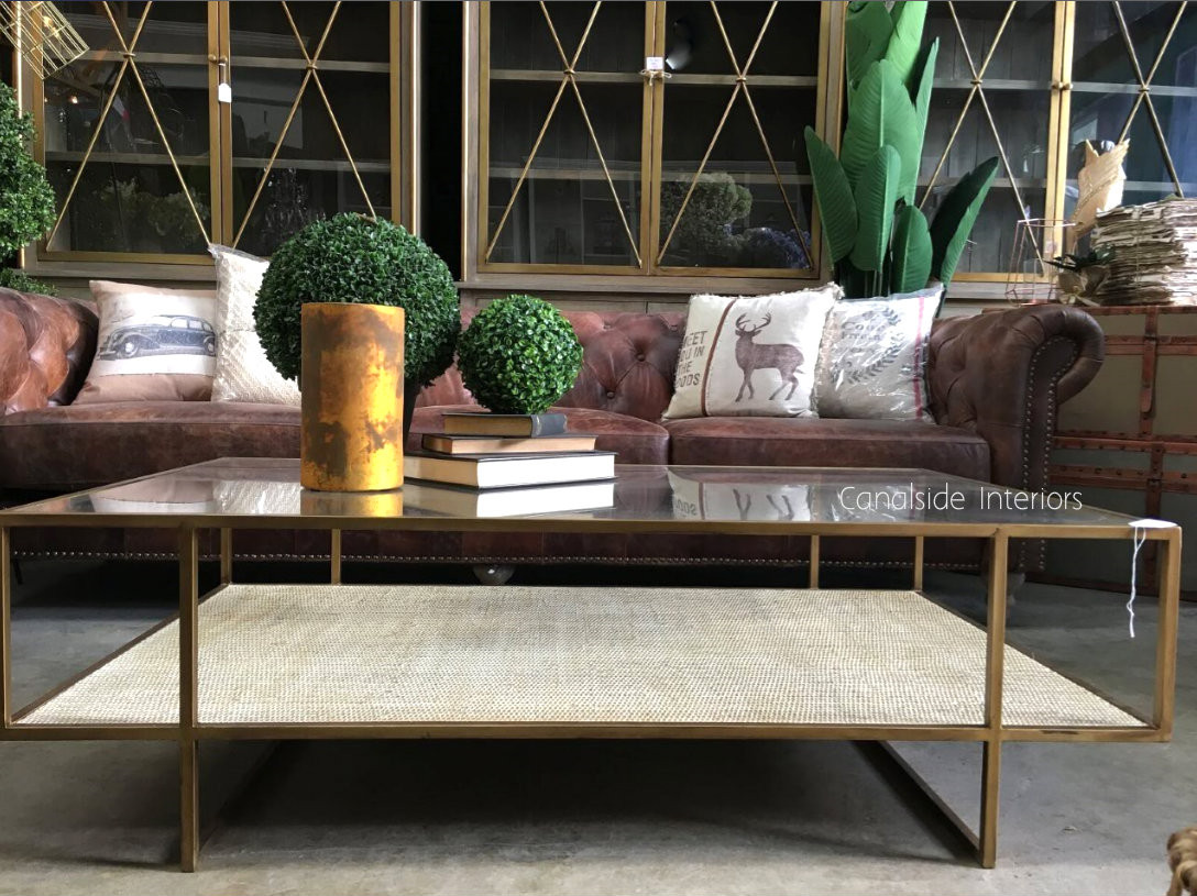 Wickford Glass & Rattan Coffee Table