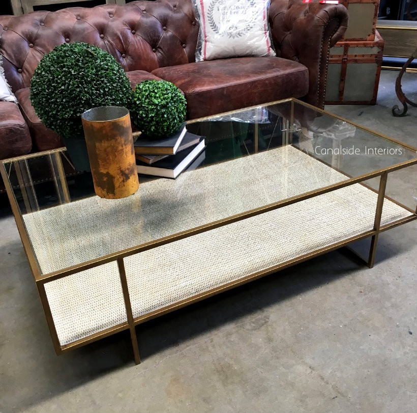 Wickford Glass & Rattan Coffee Table