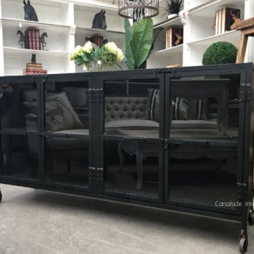 Foundry 4 Door Industrial TV Sideboard with Glass Doors