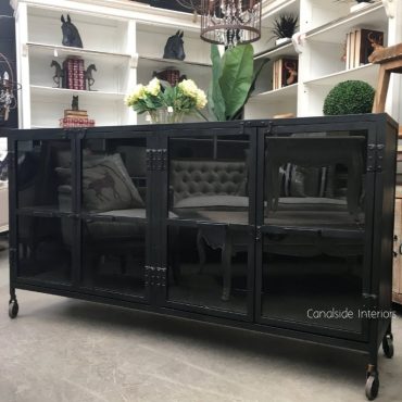 Foundry 4 Door Industrial TV Sideboard with Glass Doors
