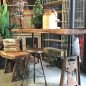 Crank Adjustable Industrial Dining Table - Dining to Bar Height