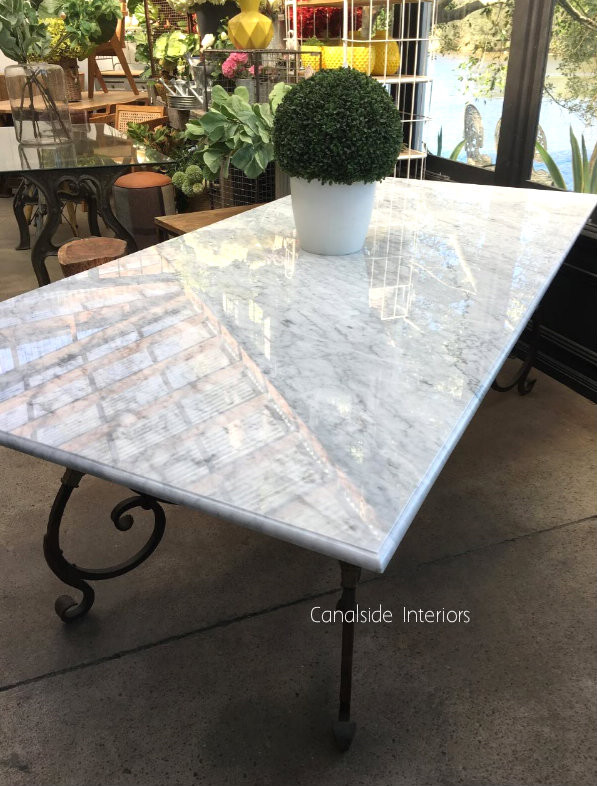 Peralta Dining Table with Carrara Marble Top