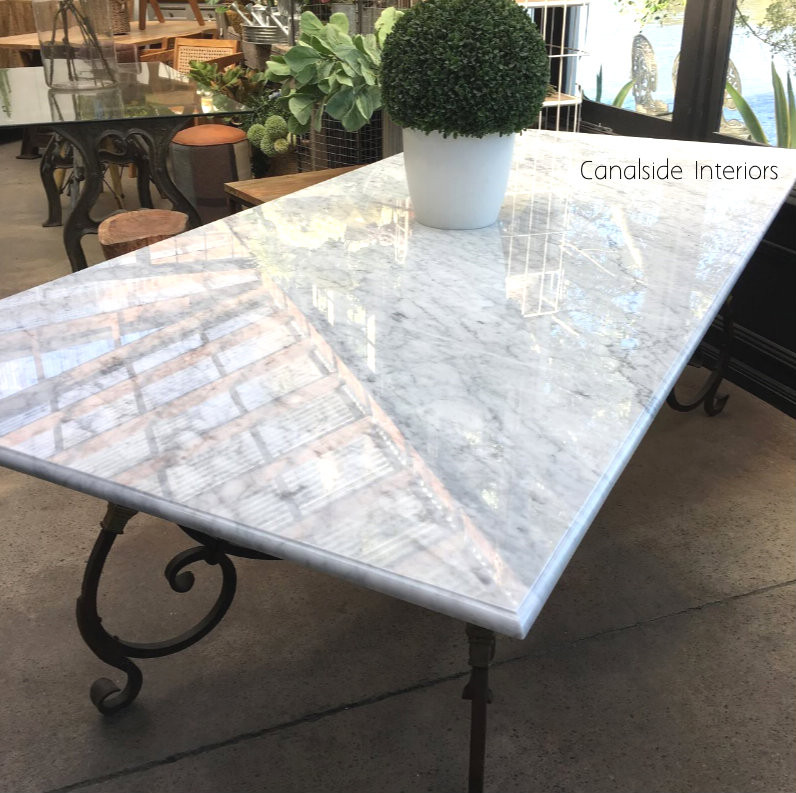 Peralta Dining Table with Carrara Marble Top