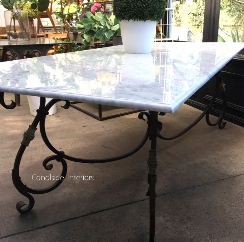 Peralta Dining Table with Carrara Marble Top