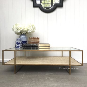 Wickford Glass & Rattan Coffee Table