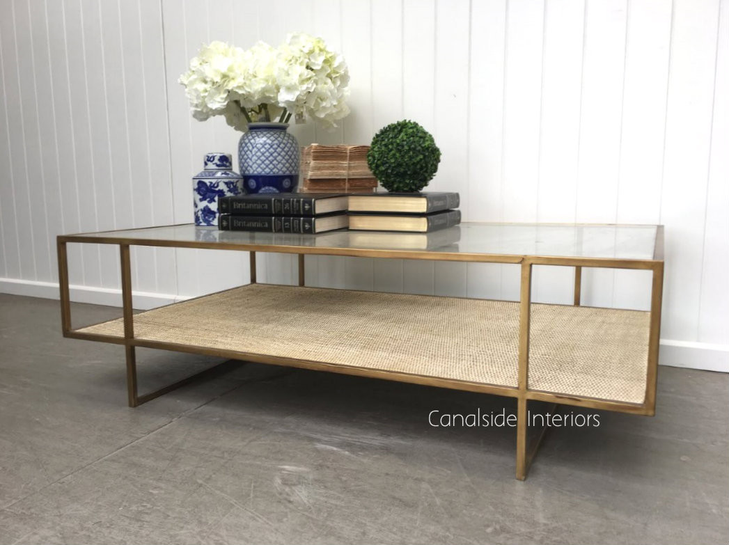 Wickford Glass & Rattan Coffee Table