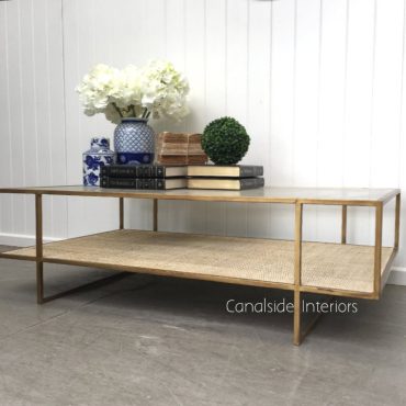 Wickford Glass & Rattan Coffee Table