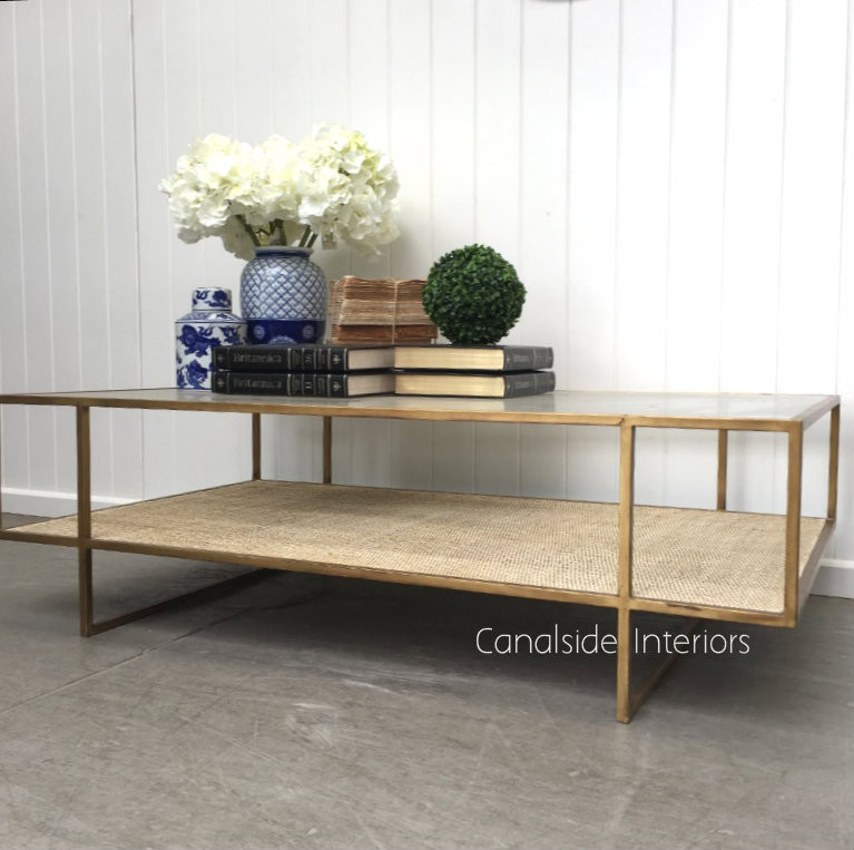 Wickford Glass & Rattan Coffee Table